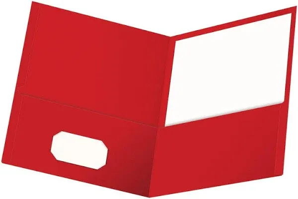 Oxford 57511 Twin Pocket Folders,w/o Fasteners,11-Inch x8-1/2-Inch ,25/BX,RED