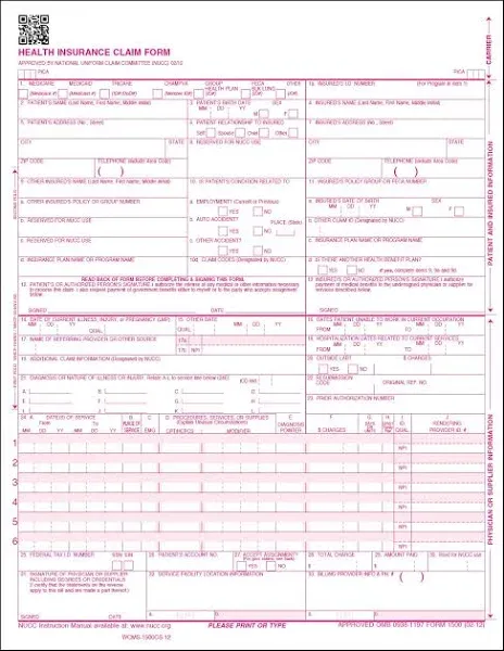 Stockchecks CMS 1500 Claim Forms