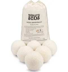 Molly&#039;s Suds Wool Dryer Balls | XL, Premium Organic Fabric Softener, White 