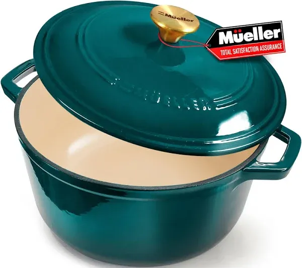 Mueller Home DuraCast 6 Quart Enameled Cast Iron Dutch Oven Pot