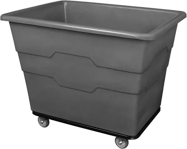 Commercial 16 Bushel Utility Cart with Steel Base, Poly Box Basket Truck, Laundry Cart, and Rolling Trash Bin, 47-Inch x 34.75-Inch x 35.5-Inch, 1000 Pound Weight Capacity, Black