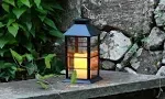 LumaBase Solar Powered Lantern with LED Candle - Black Window