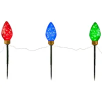 Set of 3 Lighted LED Jumbo C9 Bulb Christmas Lawn Stakes Multi-Color - Modern - Holiday Lighting - by Northlight Seasonal | Houzz