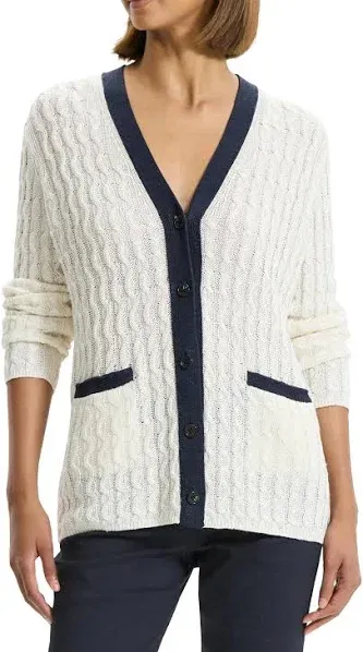 Theory Women's Contrast Cable Knit Cardigan