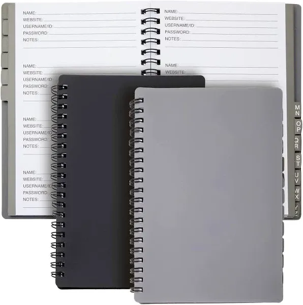 Juvale 2-Pack Spiral Password Keeper Book With Alphabetical Tabs, Password For