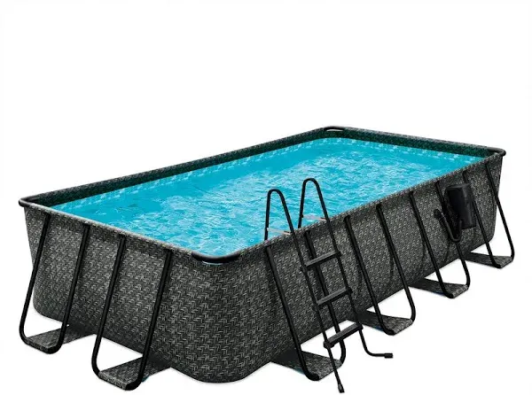 16&#039;x8&#039;x42&#034; Oasis Rectangle Outdoor Above Ground Swimming Pool, Gray (Open Box)