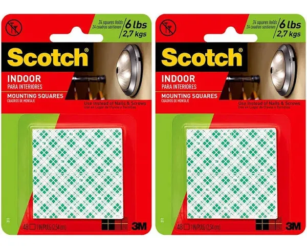 4 PAK Scotch; 48 Count; Indoor Mounting Squares; Double Coated Foam Squares A...