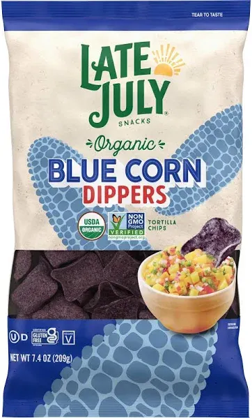 Late July Organic Blue Corn Dippers Tortilla Chips (7.4 oz)