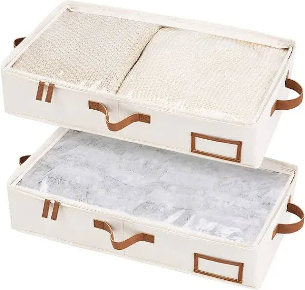 Underbed Storage Box With Zippers, Underbed Storage Clothes Organizer With St...