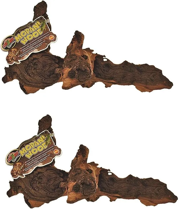 (2 Pack) Zoo Med Reptile Mopani Wood for Aquariums, Size: Medium (2" H x 6" W x 22" L)