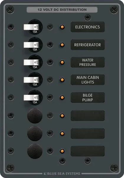 Blue Sea 8023 DC 8 Position Circuit Breaker - White Switches