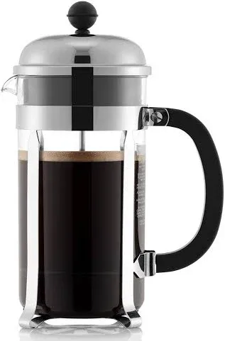 BODUM Chambord 8 Cup French Press Coffee Maker, Chrome, 1.0 l, 34 oz