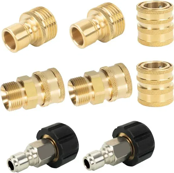 Versatile Pressure Washer Adapters Set M22 Metric Thread Quick Connector M22-14MM Fitting Corrosion-Resistant Lead-Free M22 Metric Male Thread Quick Connector