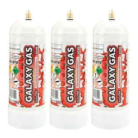 Galaxy Gas Strawberry Flavor,Whipped Cream Dispenser Cartridge Tank, Nitrous Oxide 0.6L 375 Gram, Whipped Cream Tank, N2O Charger Tank, 3 Cylinders