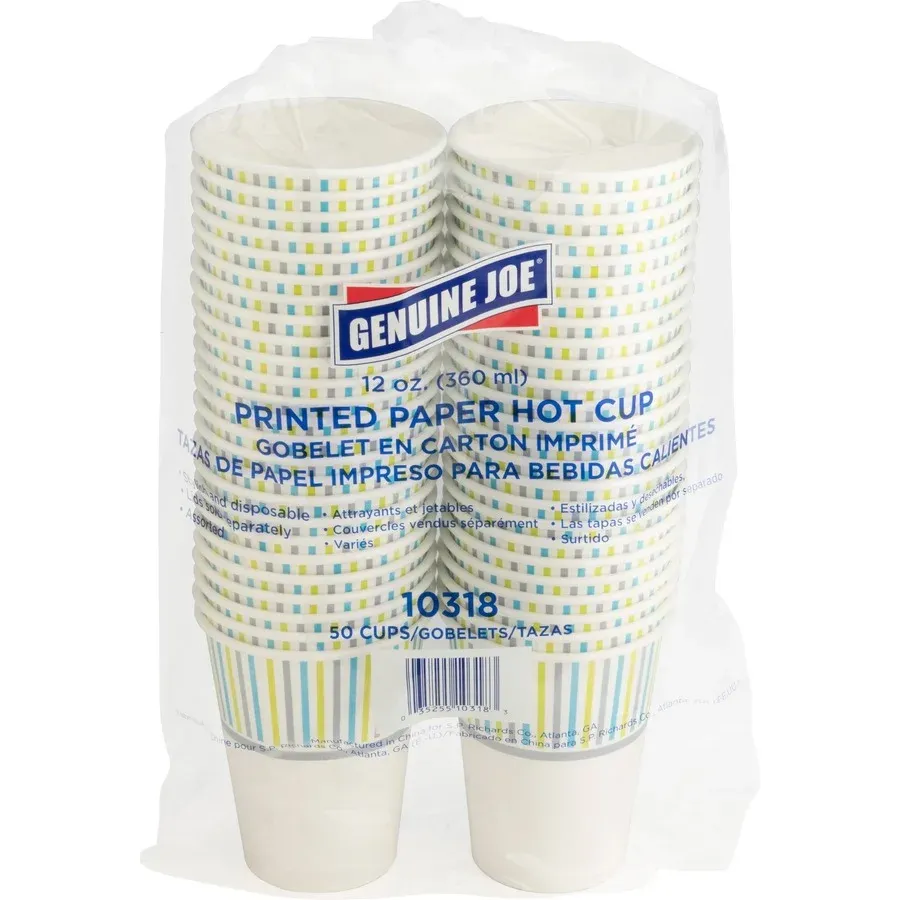 Genuine Joe Hot Cup 12 fl oz 50 / Pack Assorted Paper Cups