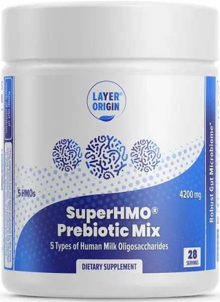 Layer Origin SuperHMO Prebiotic Mix with 5 HMOs for Gut, Digestion, Brain Health