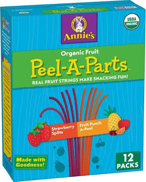 Annie's Organic Fruit Peel-A-Parts Fruit Snacks, Strawberry and Fruit Punch, 12 packs, 6.7 oz.