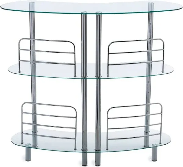 Mango Steam Bar Table for Home - Contemporary Modern Home Bar Unit, Liquor Bar with 2-Tier Storage Shelves, Durable Liquor Bar for Parties & Gatherings, 47" L x 13.6" D x 41" H - Clear