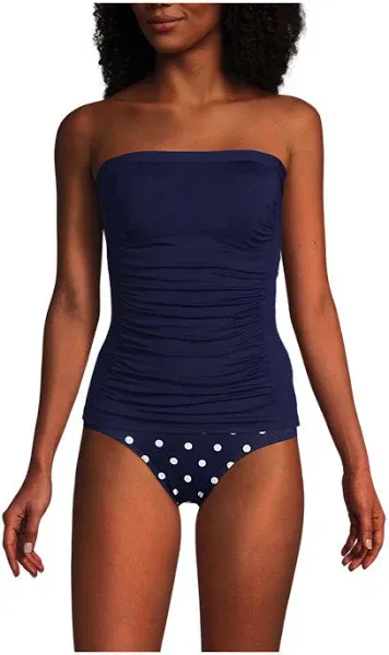 Women&#x27;s Lands&#x27; End UPF 50 Bandeau Tankini Swimsuit Top Size 16 Deep Navy