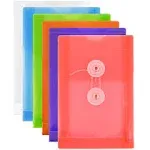 Jam Paper Plastic Envelopes 4 1/4 x 6 1/4 Assorted Colors 6 Pack