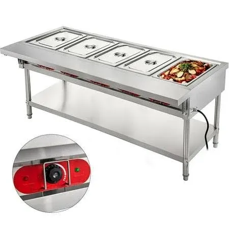 VEVOR Commercial Steam Table Electric Food Warmer 5-Pan Buffet Bain Marie 3750W