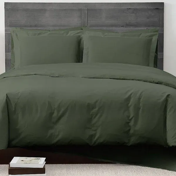 CANNON - Solid Percale 3 Piece King Duvet and Sham Set - Green