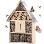 Elipark Wooden Mason Insect Bee Butterfly House,Insect Hotel,an Outdoor Hanging Bamboo Habitat for Bee Butterfly Ladybugs Live,Bee Box,Butterfly