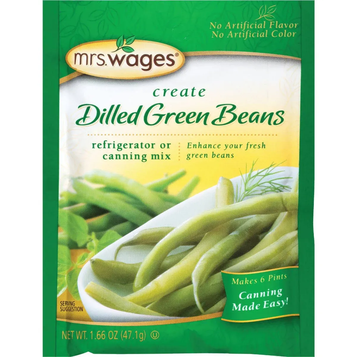 Mrs. Wages 1.7 Oz. Dilled Green Beans Refrigerator Or Canning Pickling Mix Mrs.