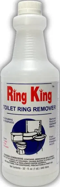 Amazon Brand - Ring King Toilet Bowl Cleaners | Toilet Bowl Cleaner Liquid 32oz Fast Acting Bathroom Cleaner For Calcium, Water, Rust, Red Clay & Lime Stains – No Scrubbing