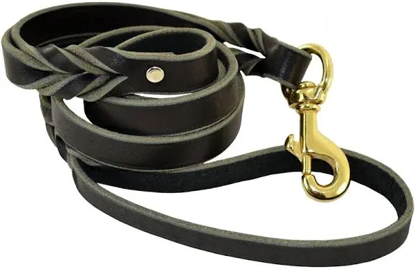 Ray Allen Mfg Signature K9 Double Handle Leather Leash (5', Burgundy)