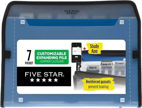 Five Star 7-Pocket Expanding File with Reminder Tabs