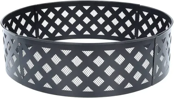 New Style Selections 30&#034; Black Steel Fire Ring Stamped Lattice Pattern 1260937