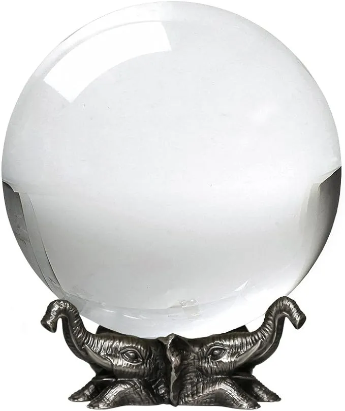 Amlong Crystal 8 inch Clear Crystal Ball with Elephant Stand