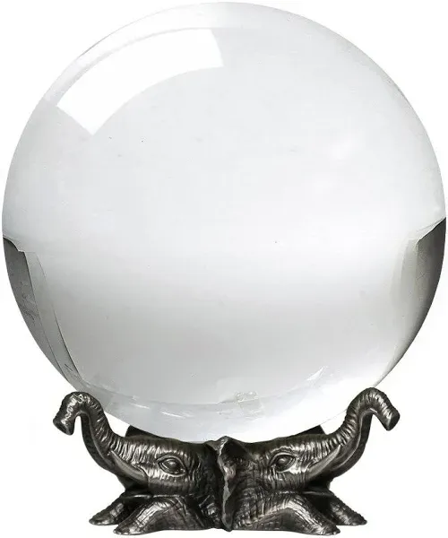 Amlong Crystal 8 inch (200mm) Clear Crystal Ball with Elephant Stand