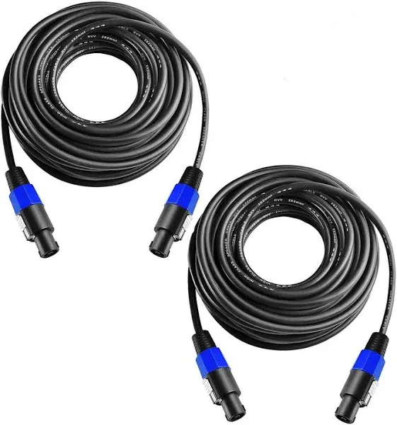 2Pcs 10 Feet Professional Speakon to Speakon Cables Wire Speaker Audio Amplifier Cord 7mm with Twist Lock