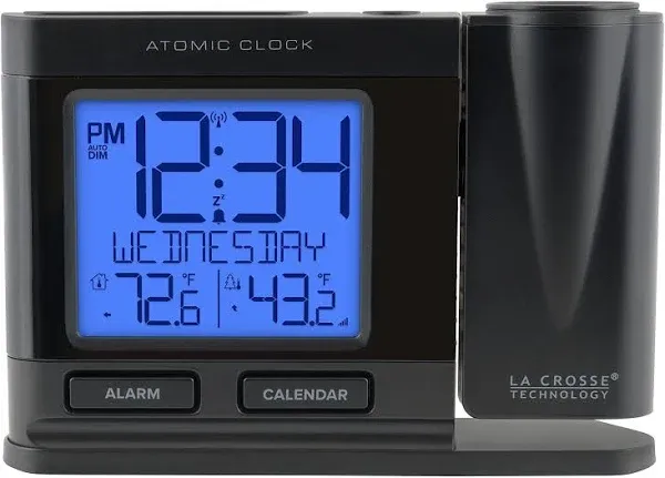 La Crosse Technology 616-41667-INT Black Projection Alarm Clock with Temperature