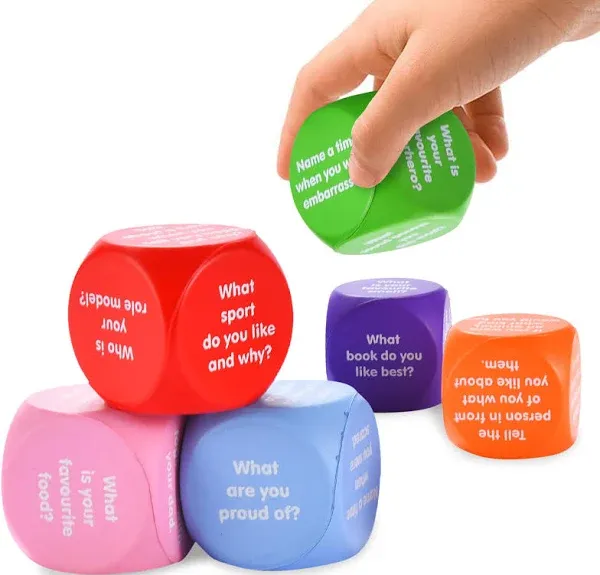 Amazaque Conversation Cubes - Foam Cubes Therapy Games for Kids Conversation Starter - Office Decor Story Cubes - Learning Dice Toys Tools Reading Comprehension Cubes for Home, School, Classroom