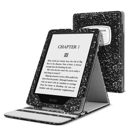 TNP Case Covers for Kindle Paperwhite Cover 11th Generation-2021 / Signature Edition 6.8 Inch eReader with Foldable Stand, Vertical Flip Origami Paper White Cover, Premium PU Leather, Composition Book