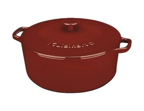 Cuisinart CI670-30CR Chef's Classic Enameled Cast Iron 7-Quart Round Covered Casserole, Cardinal Red - Bed Bath & Beyond - 24031509