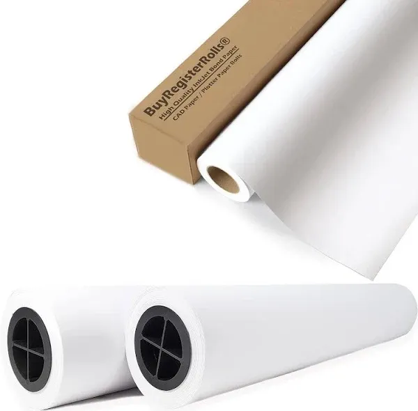 (16 Rolls - 4 Cases) Plotter Paper 36 x 150: Box of 4-36” x 150 ft. Rolls, 20 lb. C1861A Bond Paper on 2" Core. for CAD Printing on Wide Format Ink Jet Printers Premium Quality Bond Paper