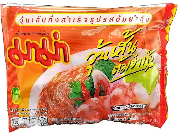 MAMA Bean Vermicelli Tom Yum Koong (Shrimp) Flavor Oriental Style Instant Ramen (10 Pack)