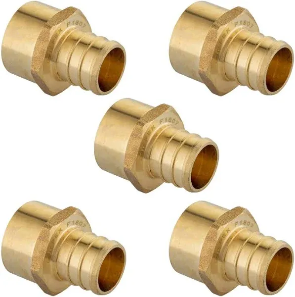 3-Pack EFIELD Pex 1/2 x 1/2 Female NPT Adapter Brass Barb Crimp Fittings, ASTM F