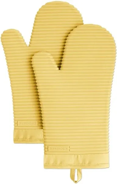 Ribbed Soft Silicone Oven Mitt 2-Pack Set, Orange Sorbet, 7.5&#034;x13&#034;