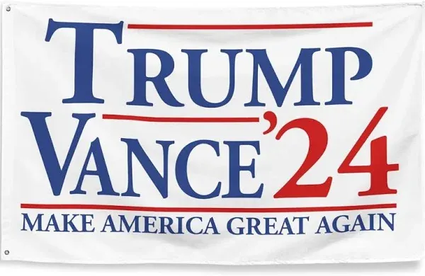 Donald Trump and J.D. Vance 2024 Make America Great Again 3x5 Flag | Trump Vance '24 Single-Side Flag Banner with Grommets on Side