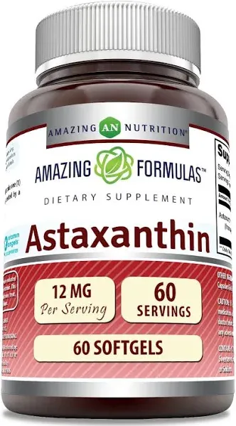 Amazing Formulas Astaxanthin 12mg 120 Softgels Supplement | Non-GMO | Gluten Free