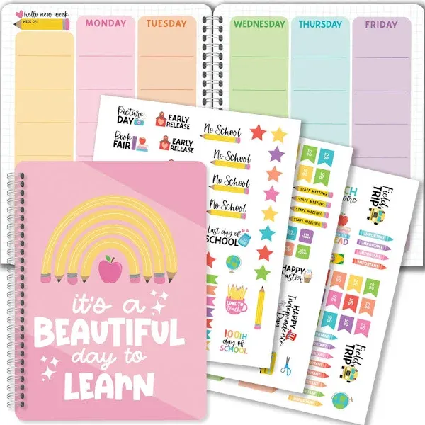 Pink Undated Teacher Planner 2024-2025 - Homeschool Planner, Teacher Lesson 