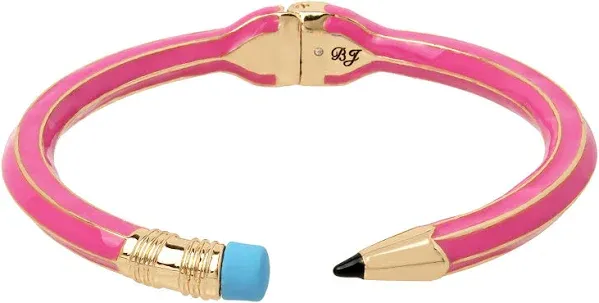 Betsey Johnson Pink Pencil Back School Bangle Bracelet Teacher Goldtone