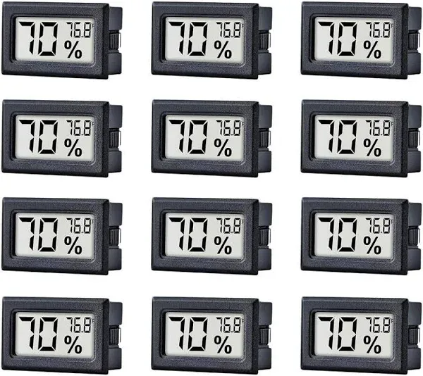 12 Pack Pgzsy Mini Small Digital Electronic Temperature Humidity Meters Gauge Indoor Thermometer Hygrometer LCD Display Fahrenheit for Humidors