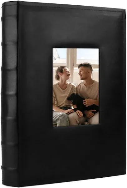 Photo Album 4x6 300 Photos with Memo Area Leather Cover Large Capacity Slip-i...