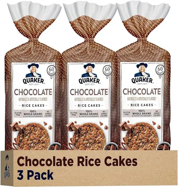 Quaker Large Rice Cakes, Chocolate, 7.23 oz Bags